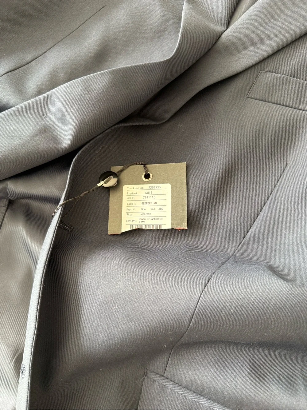 John Varvatos U.S.A. Bedford-NN Suit Jacket Navy Blue 46R Wool Blend Designer